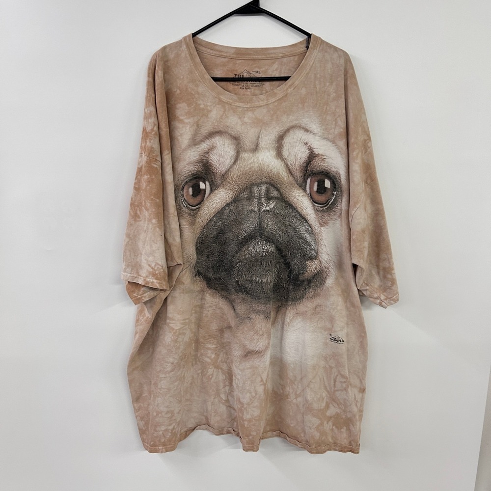 The Mountain Pug Face Big Graphic T-Shirt 5XL Tan Tie Dye Animal Tee Vincent Hie